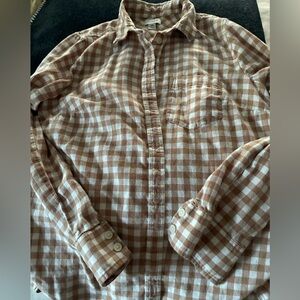 J. Crew Women's Brown and White Plaid Button-Down Will donate if doesn’t sell ‼️